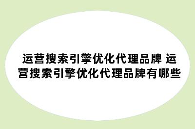 运营搜索引擎优化代理品牌 运营搜索引擎优化代理品牌有哪些